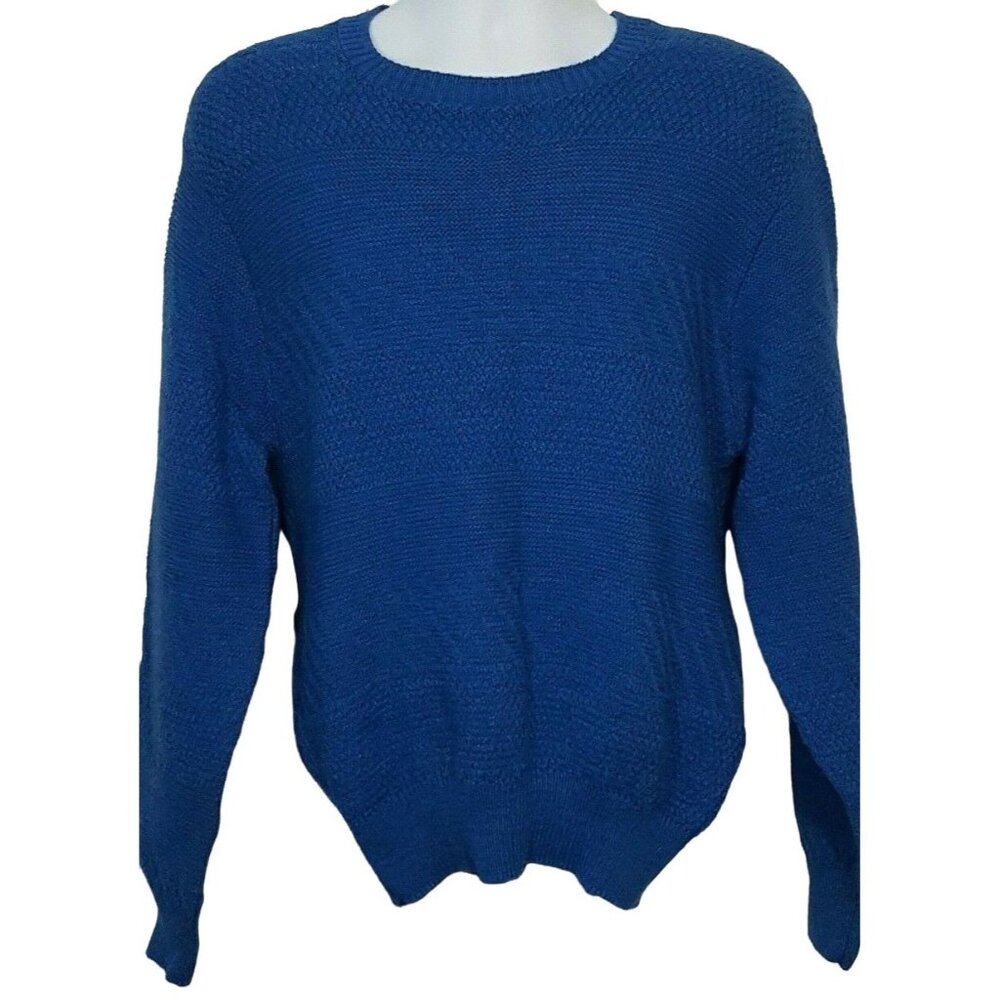 Iredell County Sweater Mens M Crew Neck Long Sleeve Pull Over Blue USA Vintage